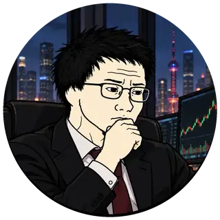B. Quant, the bscquant mascot, a quant in a black suit with his hand on his chin, trading screens behind him